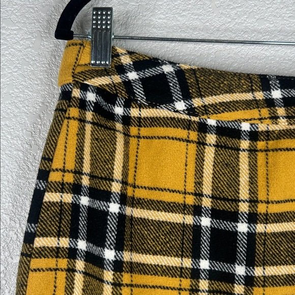 No Boundaries Y2K 90's Yellow Black Plaid Clueless Cher Mini Skirt Size Large - Picture 3 of 8